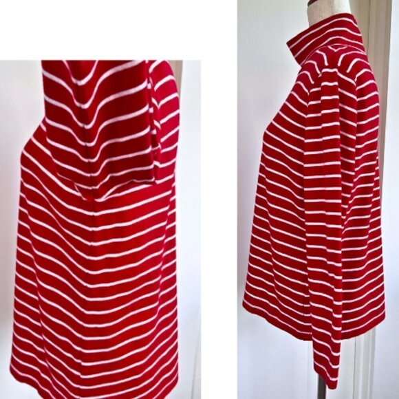 LANDS END Striped Red White Knit Turtleneck Size L - Picture 6 of 15